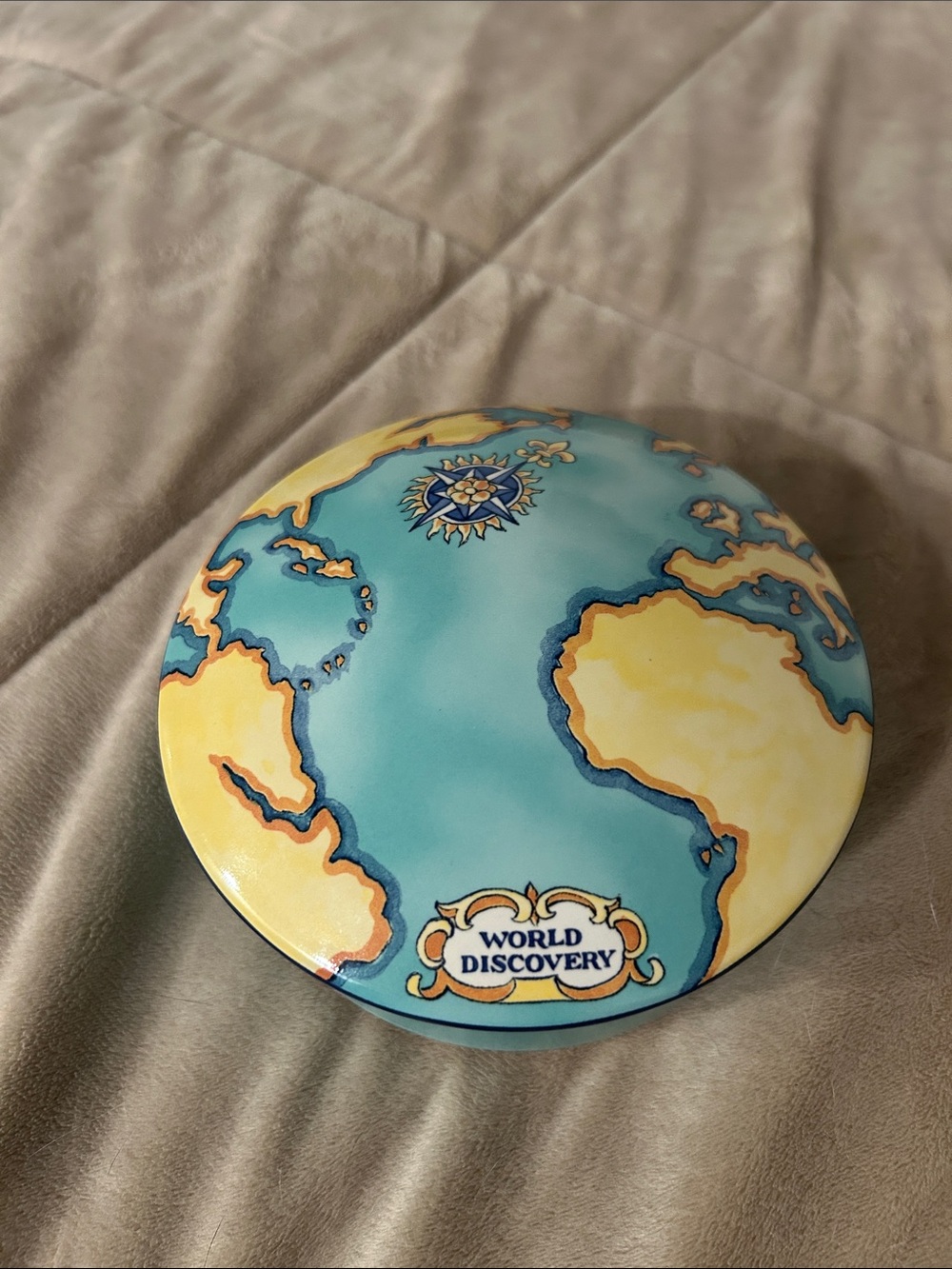 Tiffany & Co. World Discovery White Ceramic Earth Trinket Dish with Blue Logo